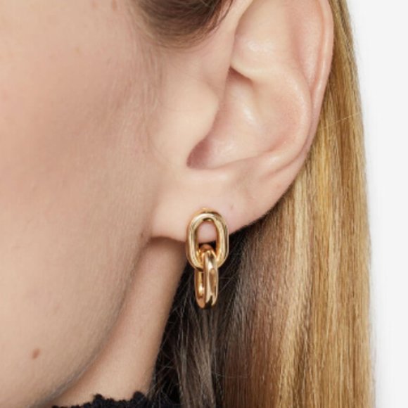*PAIR* LINK DROP EARRINGS - ANINE BING - SOLID 14K GOLD - Picture 1 of 5